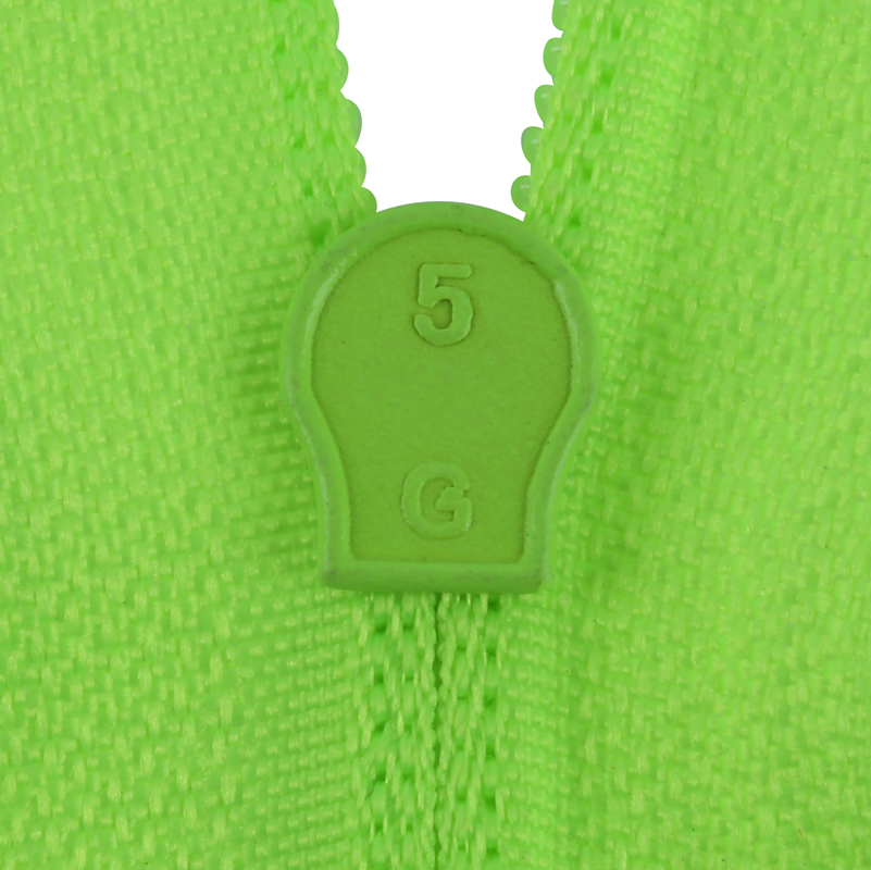 Молния спиральная №5 разъем 55см S-535 зеленый неон1