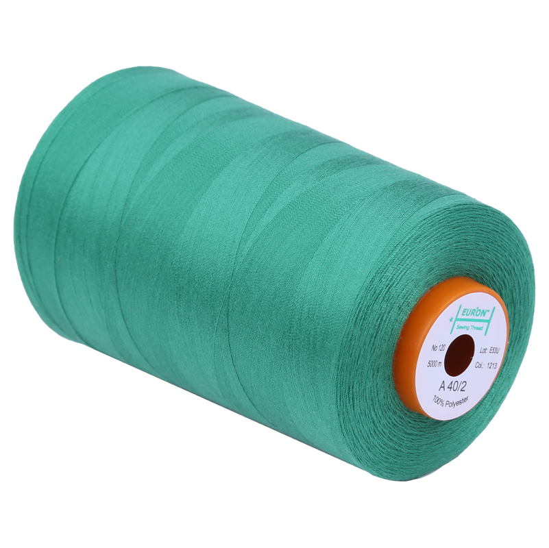 Нитки швейные 100% PE 40/2 цв 1213 зеленый изумрудный (боб 5000м) EURON1