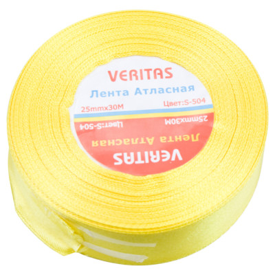 Лента атласная Veritas шир 25мм цв S-504 желтый яркий (уп 30м) (2)